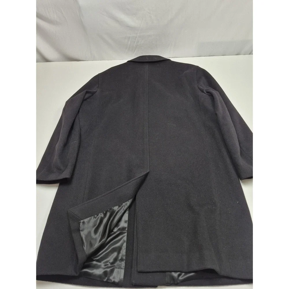 Brooks Brothers 346 Coat Mens 44L Black Wool Cashmere Overcoat Lined Classic